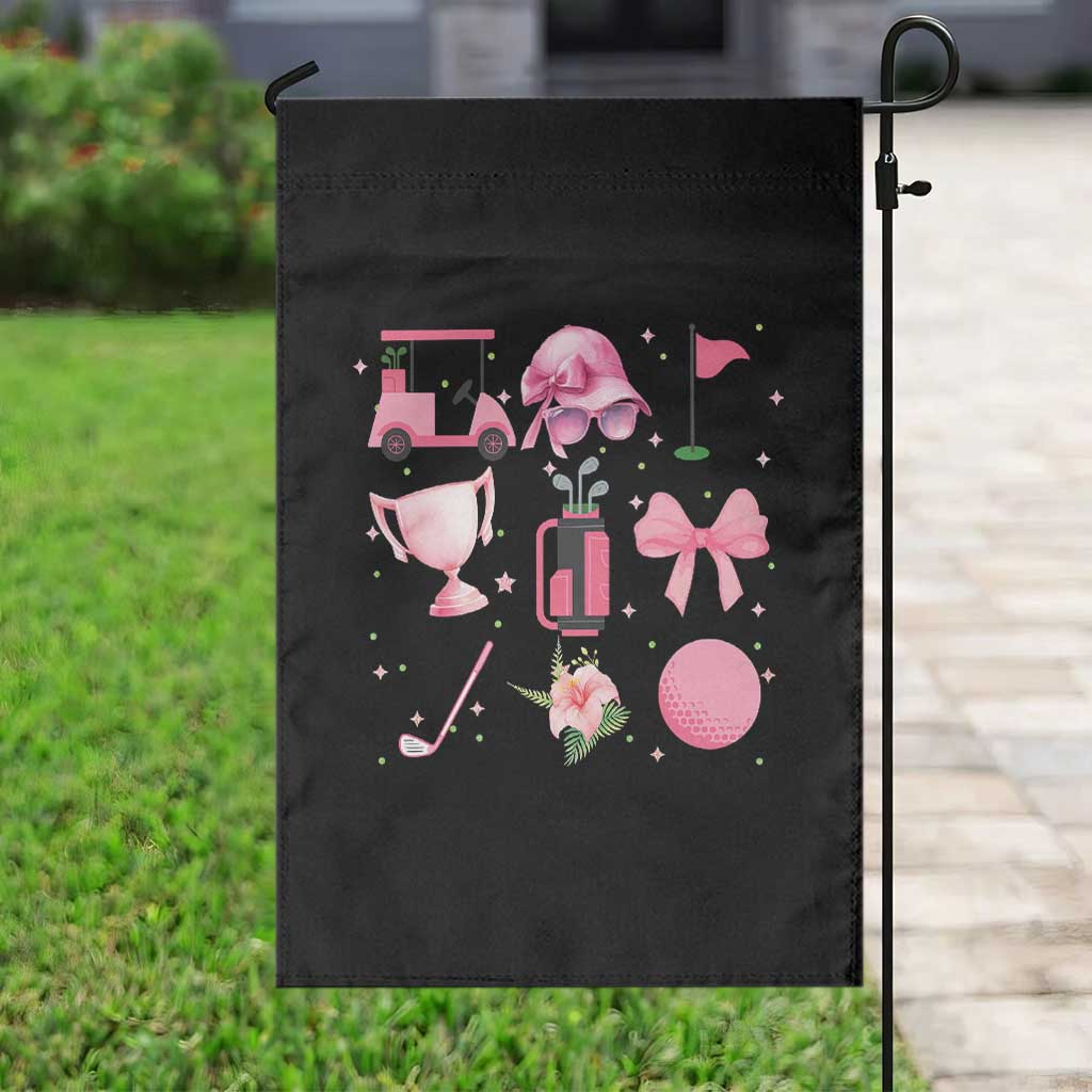 Womens Golf Lover Garden Flag Cute Pink Bow Golf Sports Gift - Wonder Print Shop