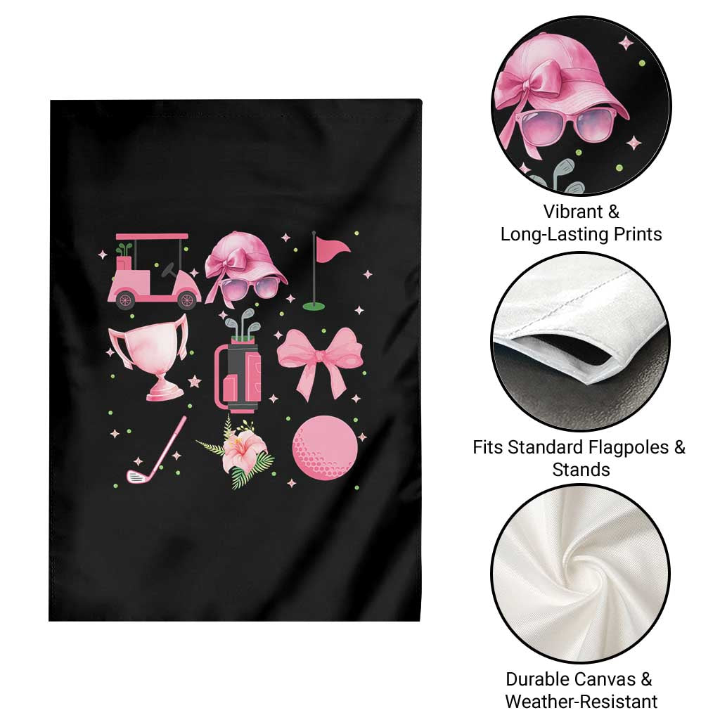Womens Golf Lover Garden Flag Cute Pink Bow Golf Sports Gift - Wonder Print Shop