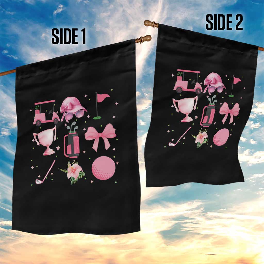 Womens Golf Lover Garden Flag Cute Pink Bow Golf Sports Gift - Wonder Print Shop