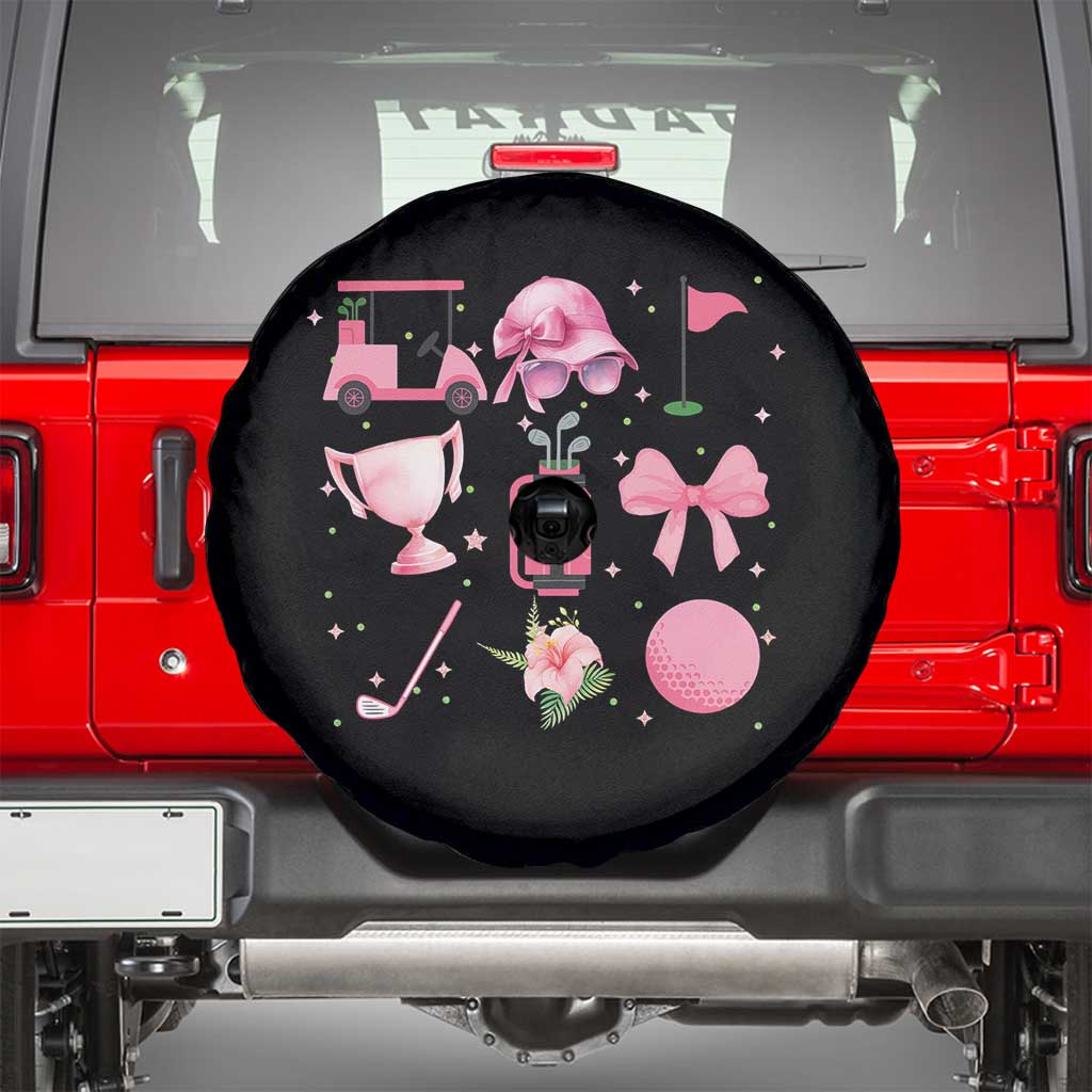 Womens Golf Lover Spare Tire Cover Cute Pink Bow Golf Sports Gift - Wonder Print Shop