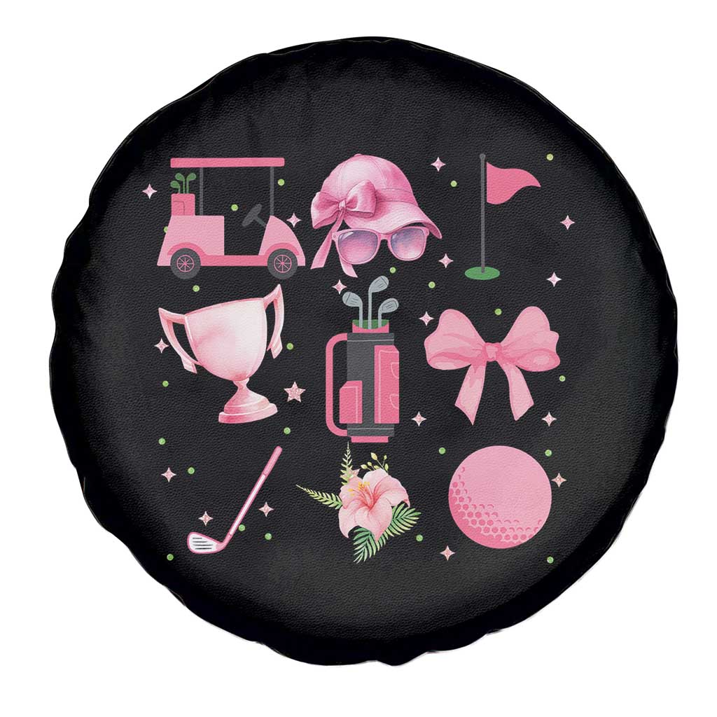 Womens Golf Lover Spare Tire Cover Cute Pink Bow Golf Sports Gift - Wonder Print Shop