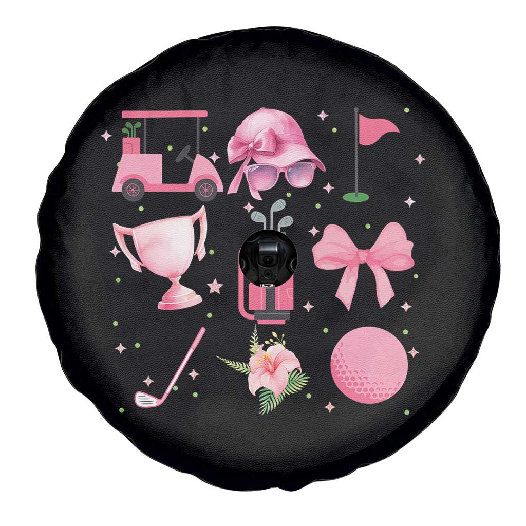 Womens Golf Lover Spare Tire Cover Cute Pink Bow Golf Sports Gift - Wonder Print Shop
