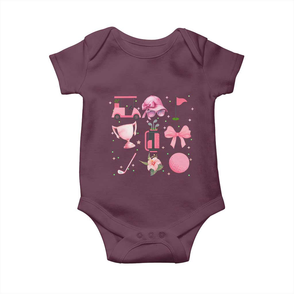 Womens Golf Lover Baby Onesie Cute Pink Bow Golf Sports Gift - Wonder Print Shop