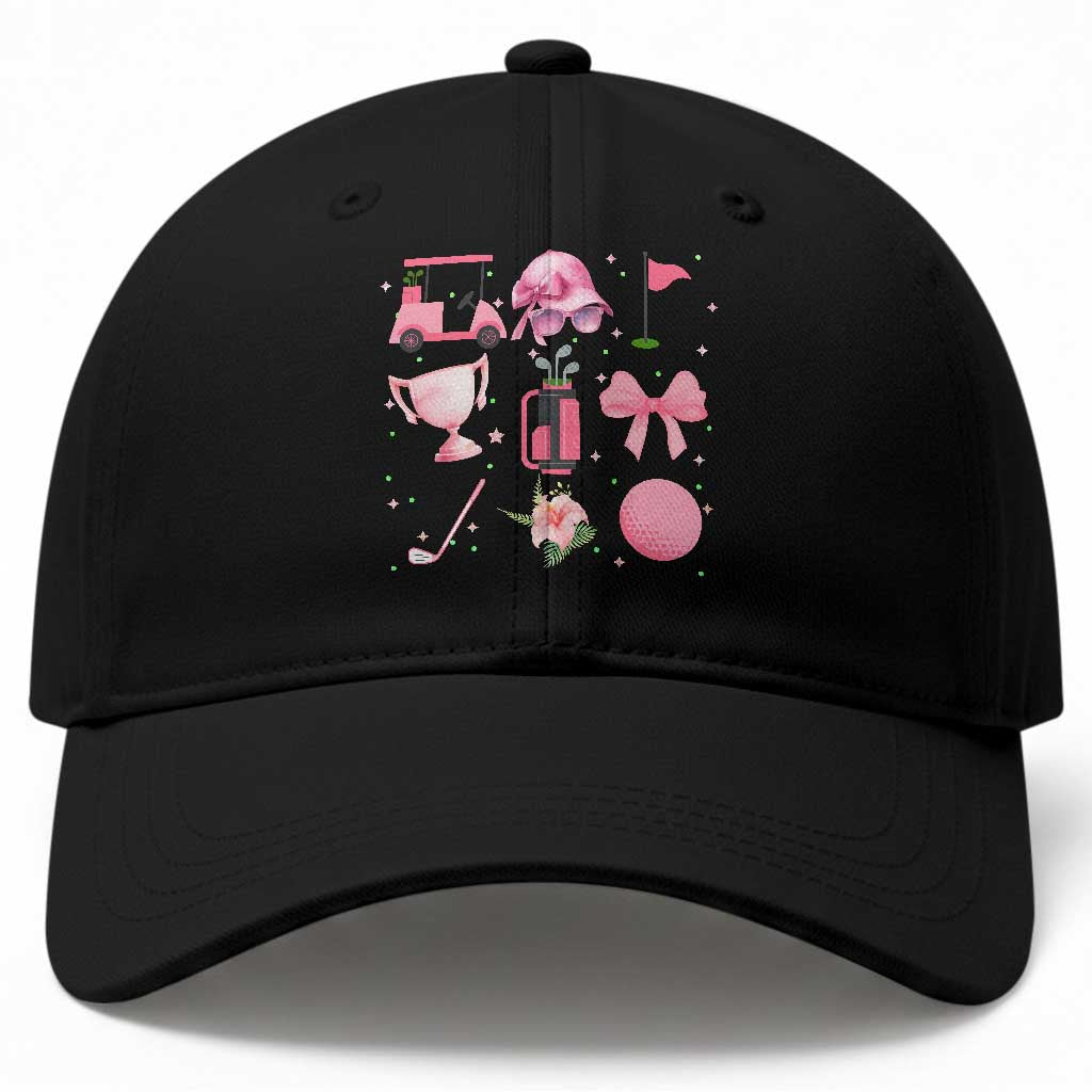 Womens Golf Lover Baseball Cap Cute Pink Bow Golf Sports Gift