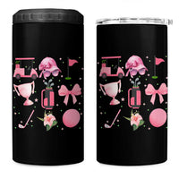 Womens Golf Lover 4 in 1 Can Cooler Tumbler Cute Pink Bow Golf Sports Gift - Wonder Print Shop