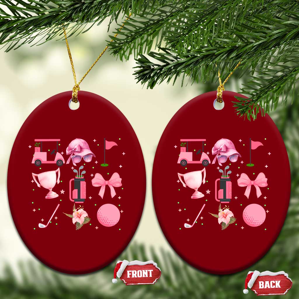 Womens Golf Lover Ceramic Ornament Cute Pink Bow Golf Sports Gift - Wonder Print Shop