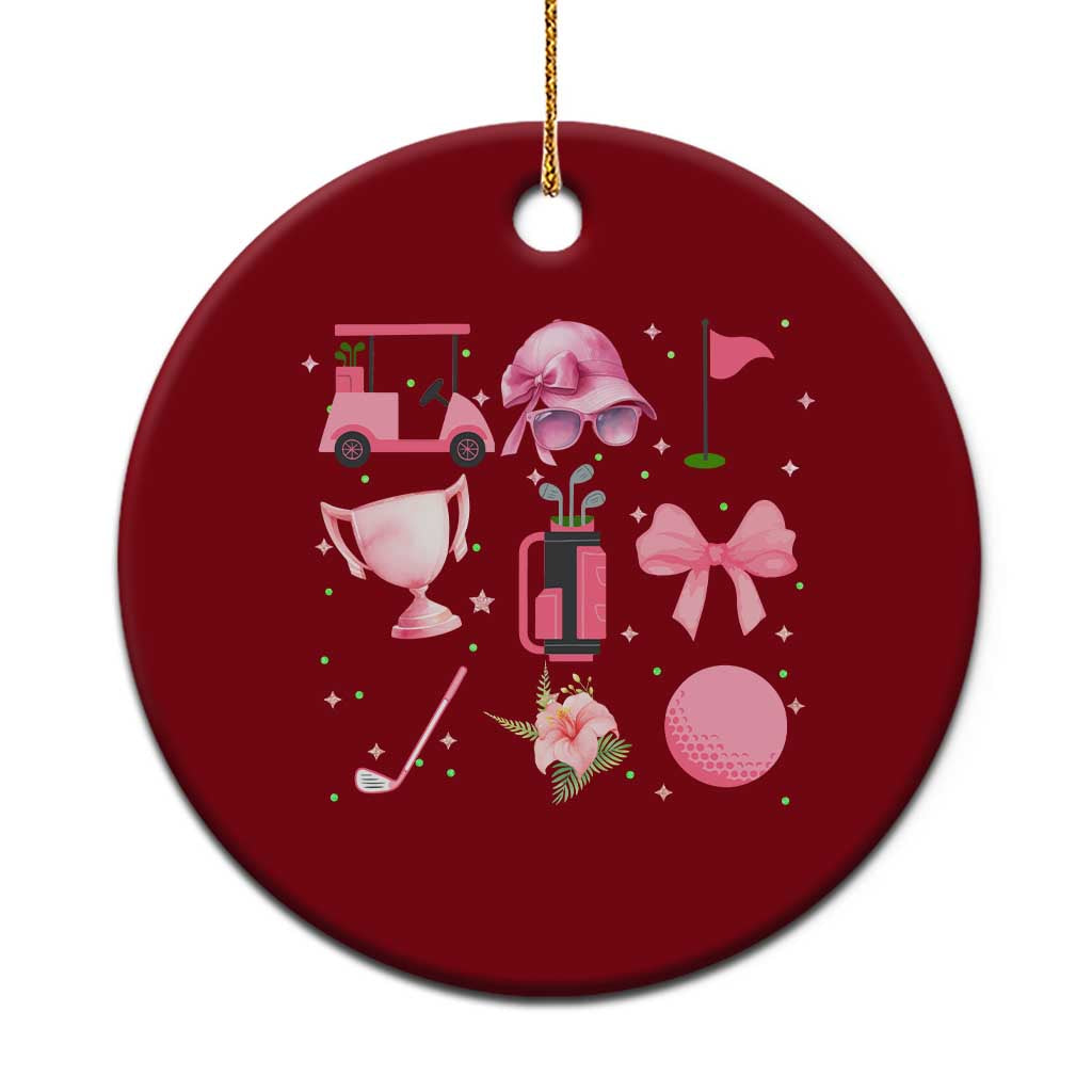 Womens Golf Lover Ceramic Ornament Cute Pink Bow Golf Sports Gift - Wonder Print Shop