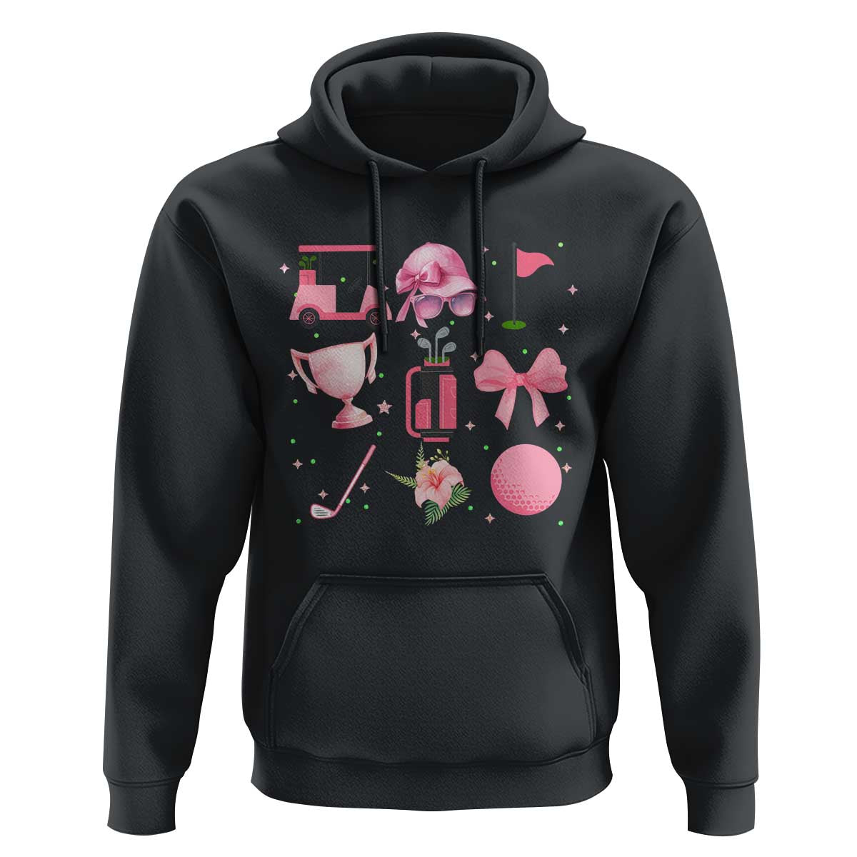 Womens Golf Lover Hoodie Cute Pink Bow Golf Sports Gift - Wonder Print Shop