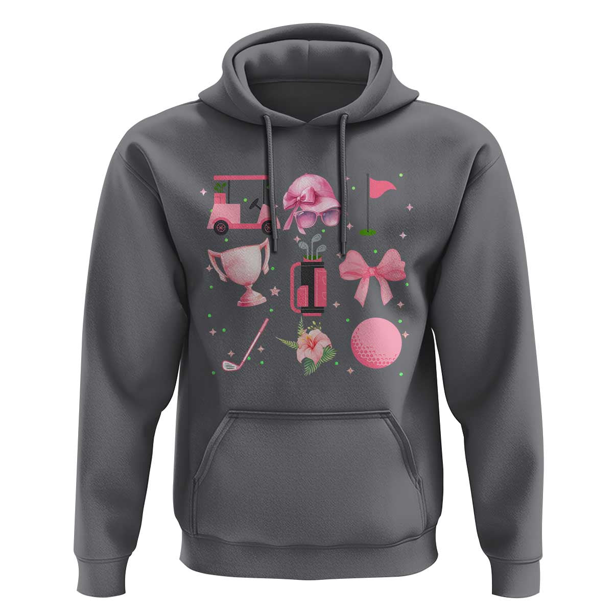 Womens Golf Lover Hoodie Cute Pink Bow Golf Sports Gift - Wonder Print Shop