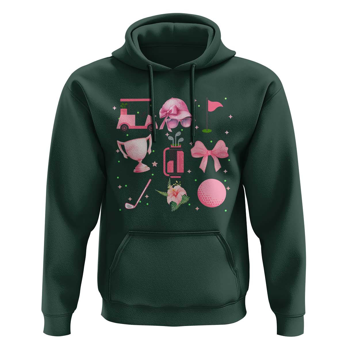 Womens Golf Lover Hoodie Cute Pink Bow Golf Sports Gift - Wonder Print Shop