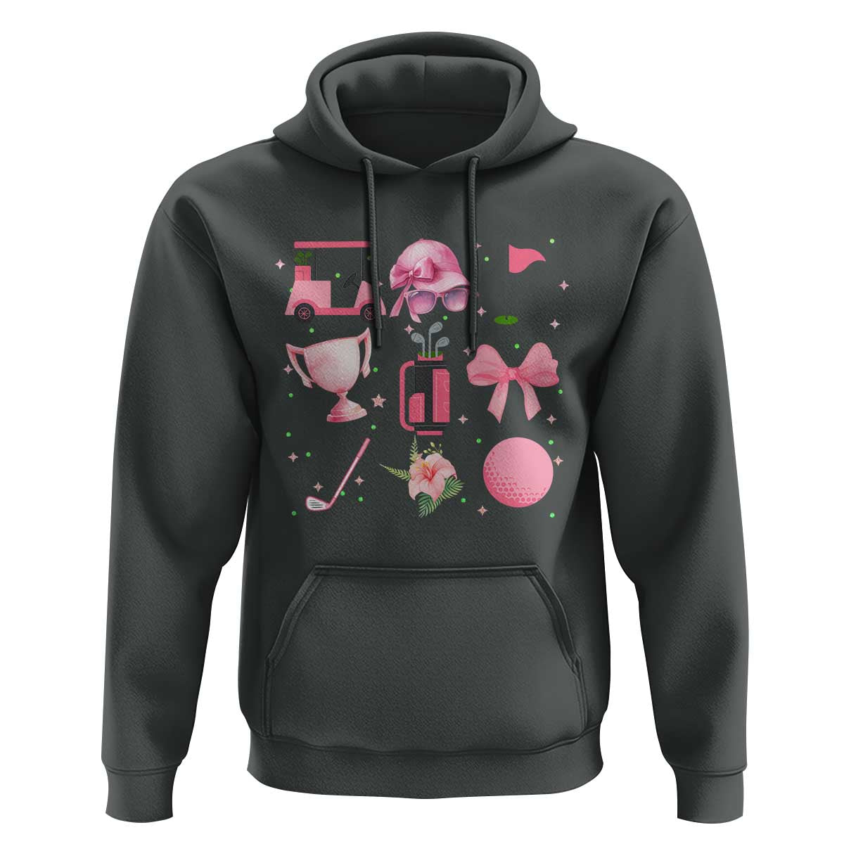 Womens Golf Lover Hoodie Cute Pink Bow Golf Sports Gift - Wonder Print Shop