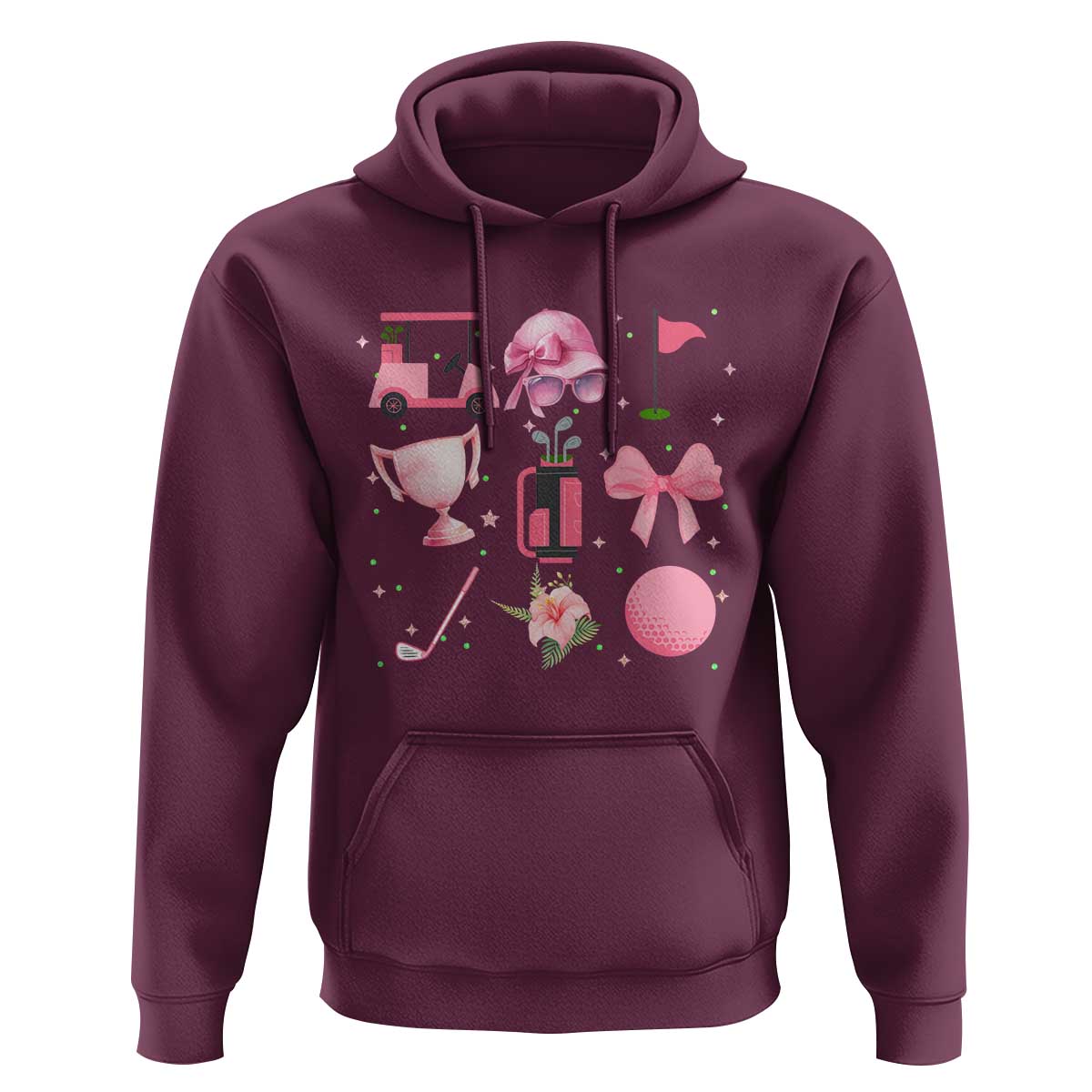 Womens Golf Lover Hoodie Cute Pink Bow Golf Sports Gift - Wonder Print Shop