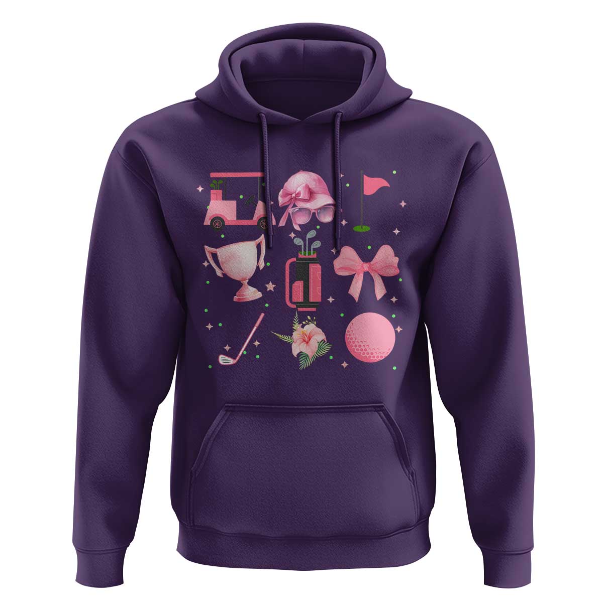 Womens Golf Lover Hoodie Cute Pink Bow Golf Sports Gift - Wonder Print Shop