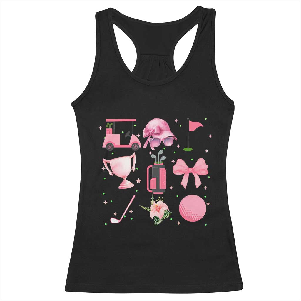 Womens Golf Lover Racerback Tank Top Cute Pink Bow Golf Sports Gift - Wonder Print Shop