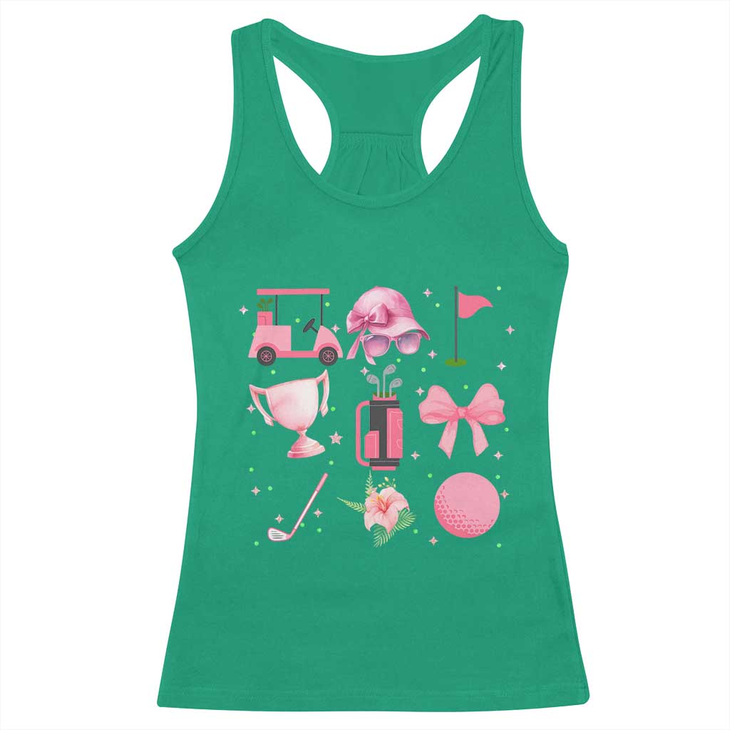 Womens Golf Lover Racerback Tank Top Cute Pink Bow Golf Sports Gift - Wonder Print Shop