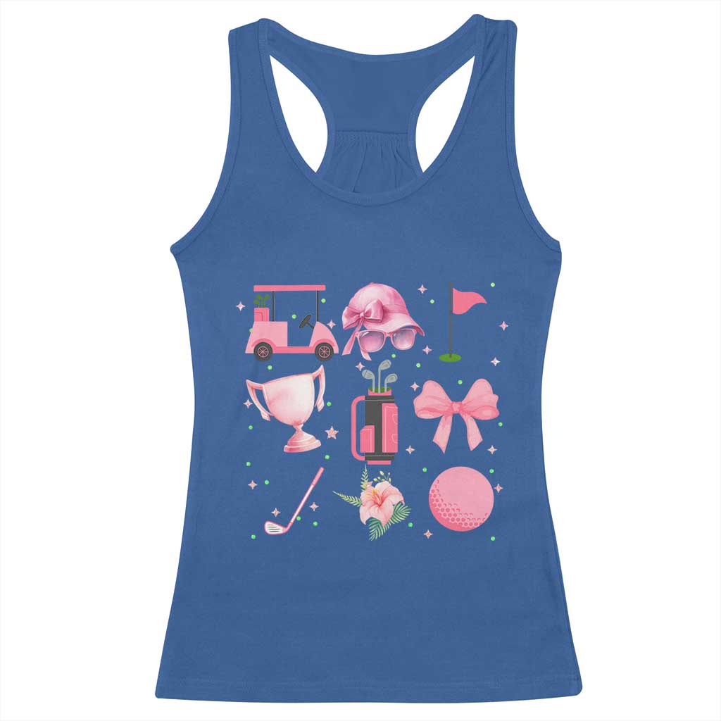 Womens Golf Lover Racerback Tank Top Cute Pink Bow Golf Sports Gift - Wonder Print Shop