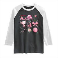 Womens Golf Lover Raglan Shirt Cute Pink Bow Golf Sports Gift - Wonder Print Shop