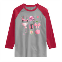 Womens Golf Lover Raglan Shirt Cute Pink Bow Golf Sports Gift - Wonder Print Shop