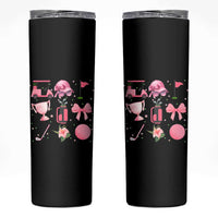 Womens Golf Lover Skinny Tumbler Cute Pink Bow Golf Sports Gift - Wonder Print Shop