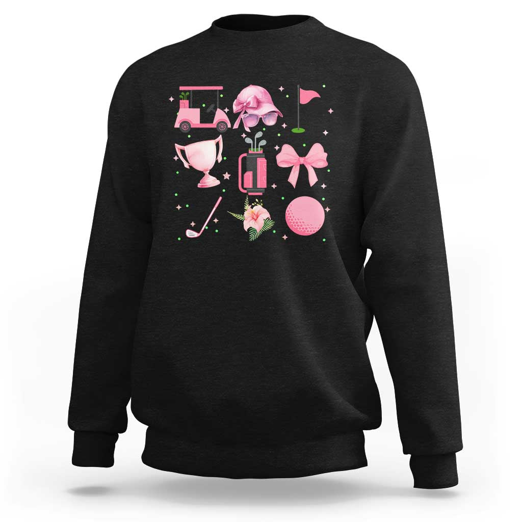 Womens Golf Lover Sweatshirt Cute Pink Bow Golf Sports Gift - Wonder Print Shop