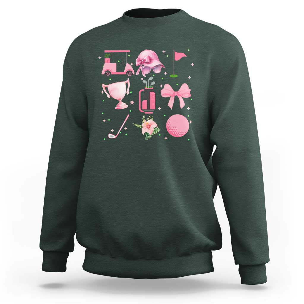 Womens Golf Lover Sweatshirt Cute Pink Bow Golf Sports Gift - Wonder Print Shop