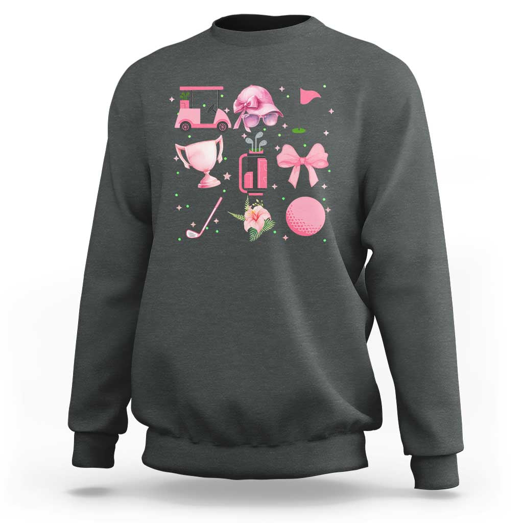 Womens Golf Lover Sweatshirt Cute Pink Bow Golf Sports Gift - Wonder Print Shop