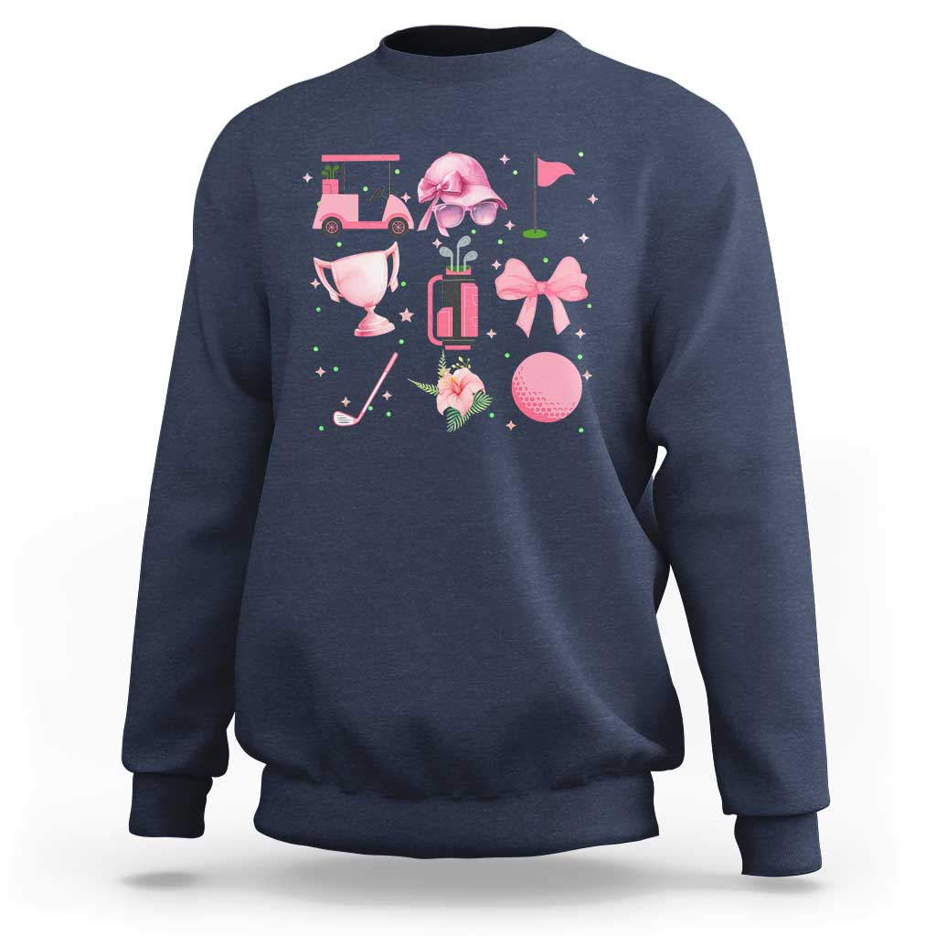 Womens Golf Lover Sweatshirt Cute Pink Bow Golf Sports Gift - Wonder Print Shop