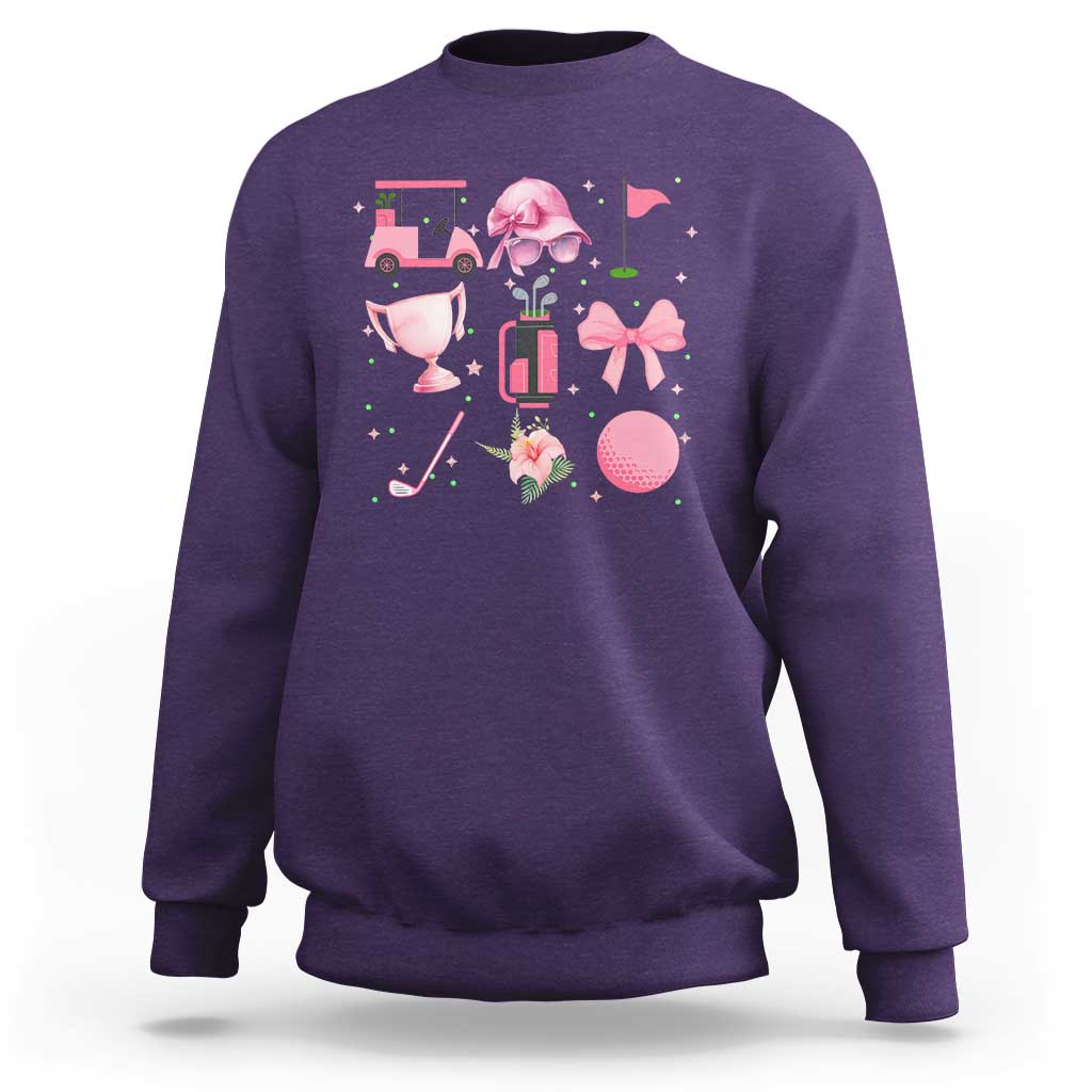 Womens Golf Lover Sweatshirt Cute Pink Bow Golf Sports Gift - Wonder Print Shop