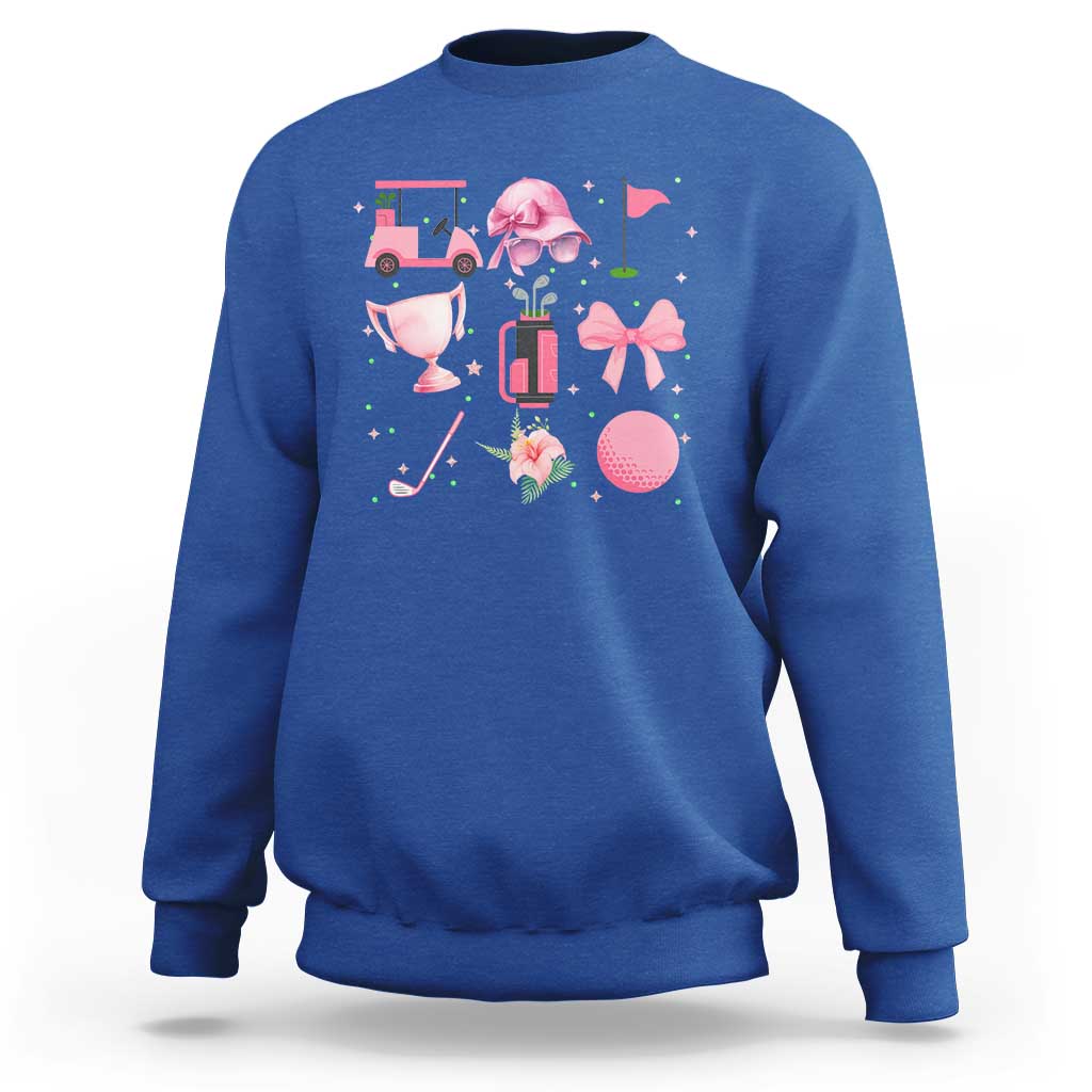 Womens Golf Lover Sweatshirt Cute Pink Bow Golf Sports Gift - Wonder Print Shop