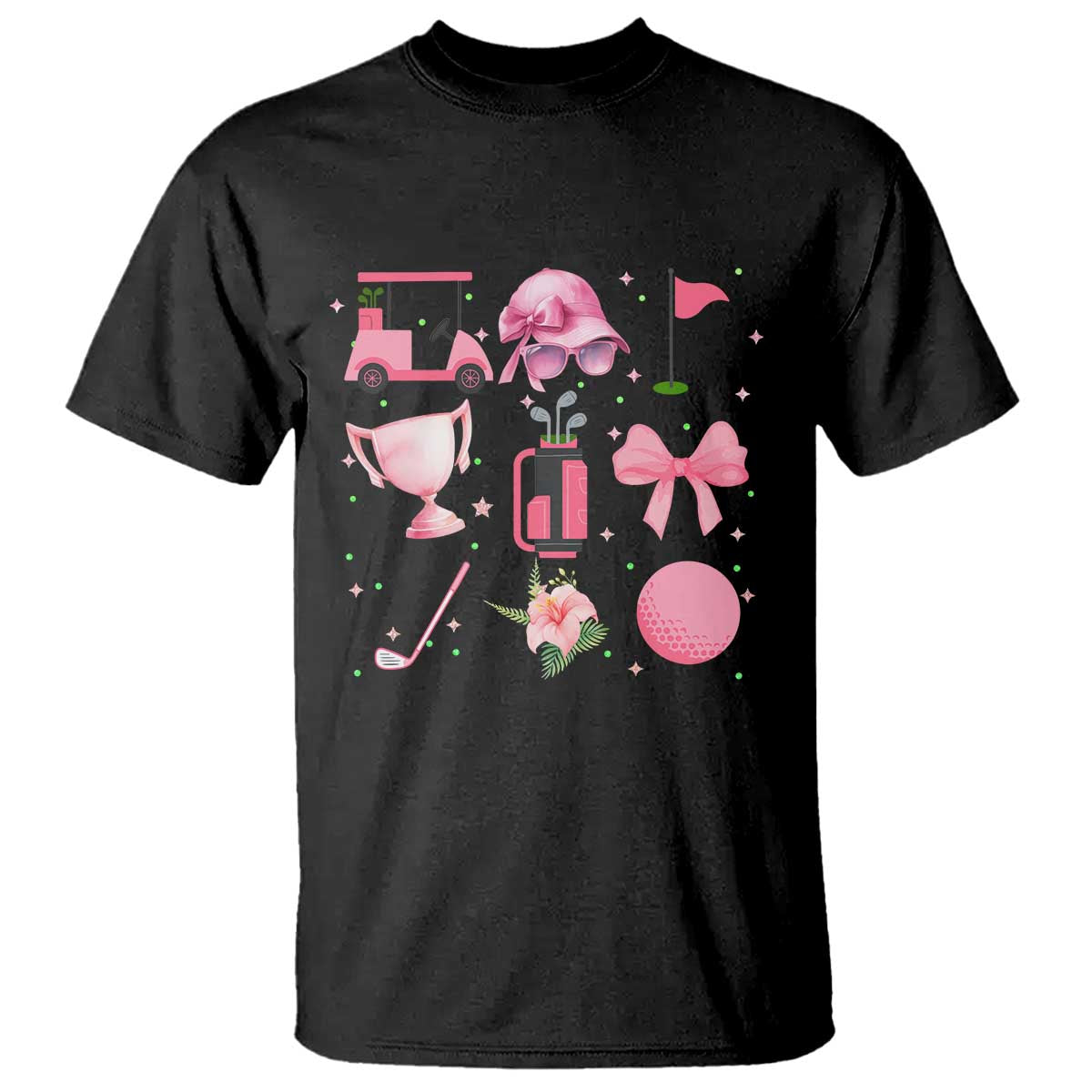 Womens Golf Lover T Shirt Cute Pink Bow Golf Sports Gift - Wonder Print Shop