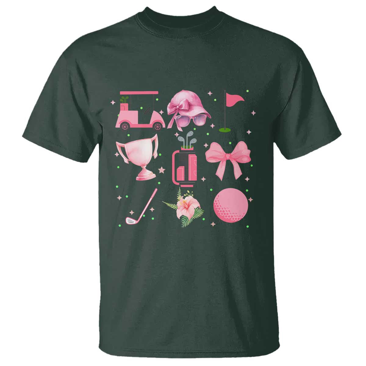 Womens Golf Lover T Shirt Cute Pink Bow Golf Sports Gift - Wonder Print Shop