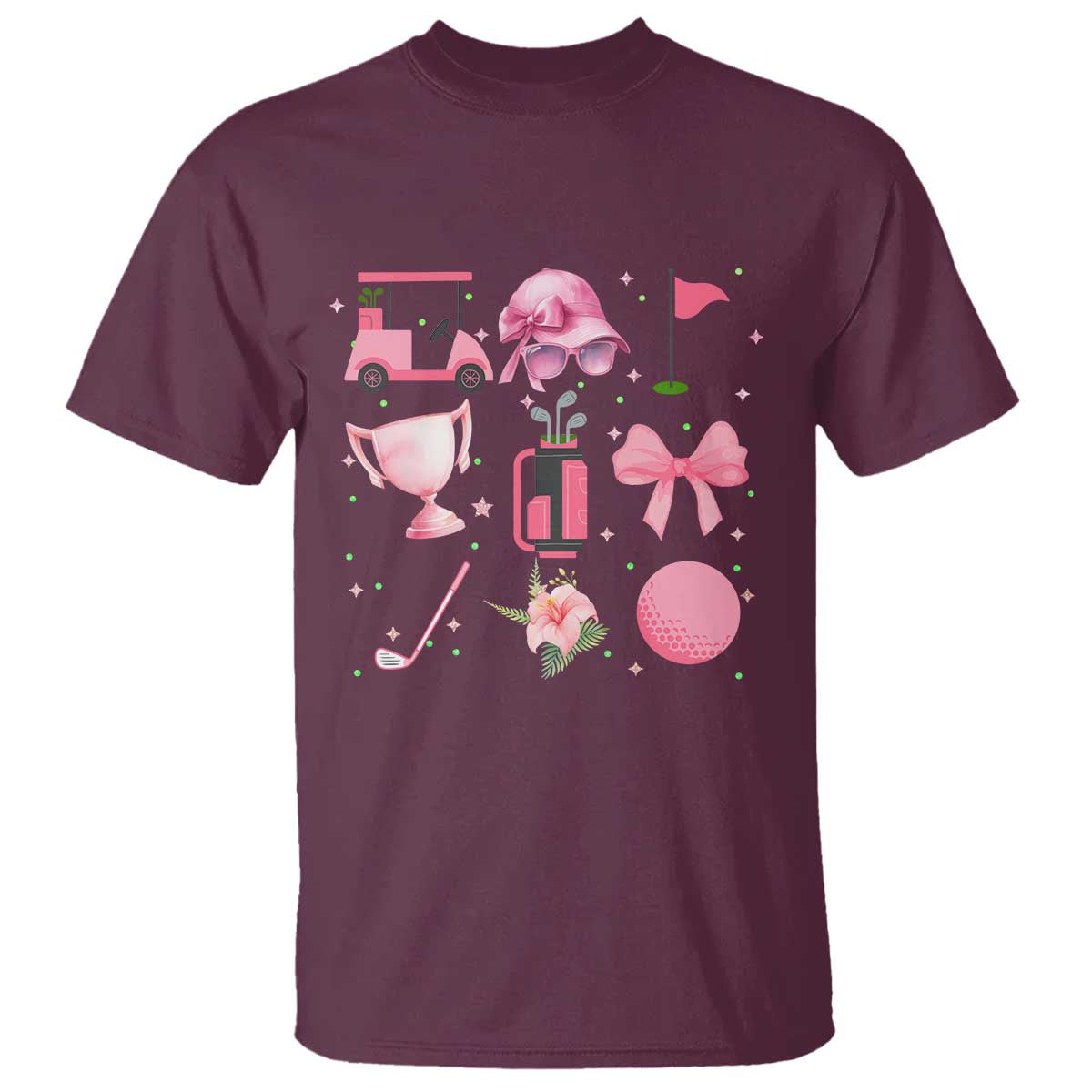 Womens Golf Lover T Shirt Cute Pink Bow Golf Sports Gift - Wonder Print Shop