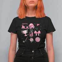 Womens Golf Lover T Shirt For Women Cute Pink Bow Golf Sports Gift - Wonder Print Shop