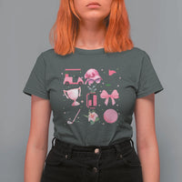 Womens Golf Lover T Shirt For Women Cute Pink Bow Golf Sports Gift - Wonder Print Shop