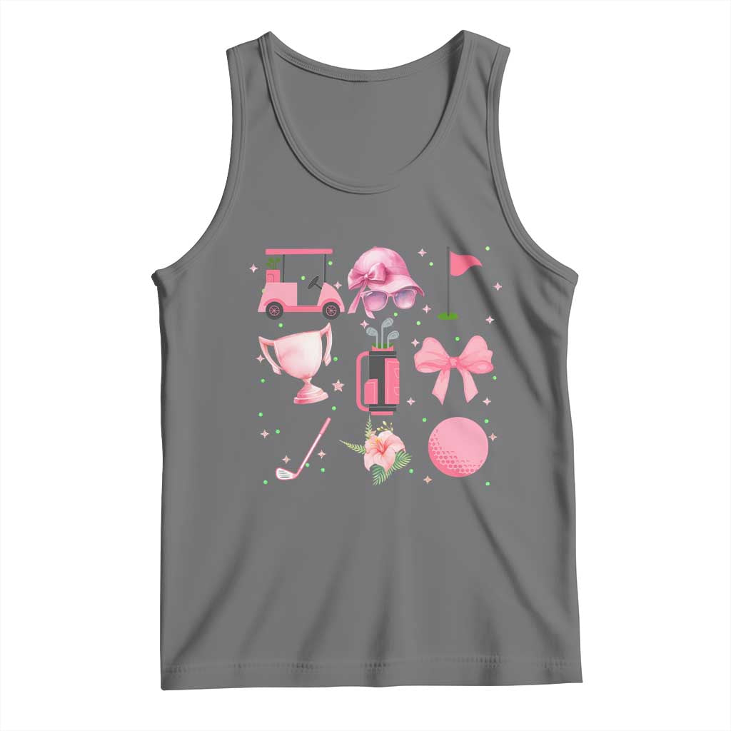 Womens Golf Lover Tank Top Cute Pink Bow Golf Sports Gift - Wonder Print Shop