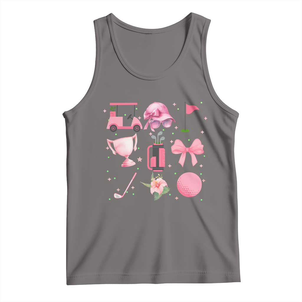 Womens Golf Lover Tank Top Cute Pink Bow Golf Sports Gift - Wonder Print Shop
