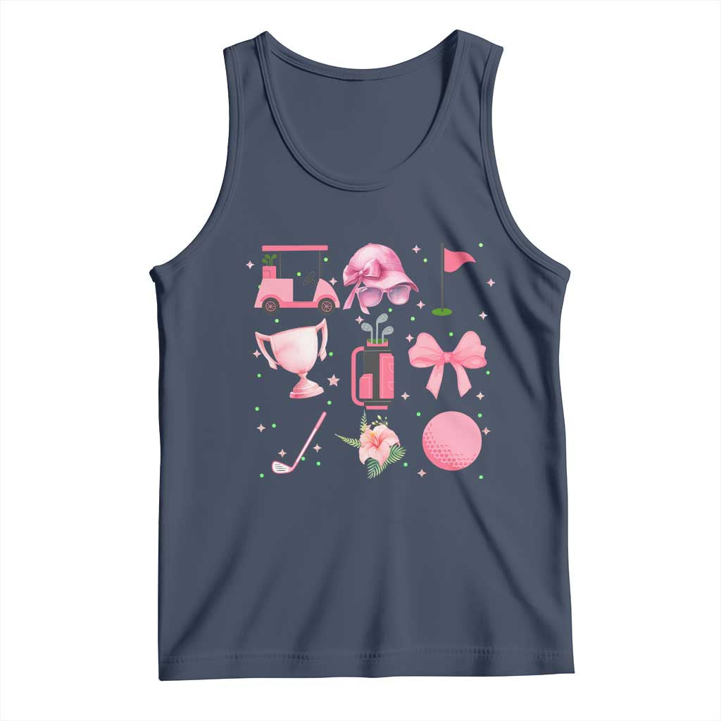 Womens Golf Lover Tank Top Cute Pink Bow Golf Sports Gift - Wonder Print Shop