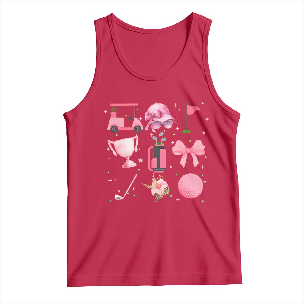 Womens Golf Lover Tank Top Cute Pink Bow Golf Sports Gift - Wonder Print Shop