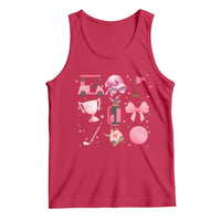 Womens Golf Lover Tank Top Cute Pink Bow Golf Sports Gift - Wonder Print Shop