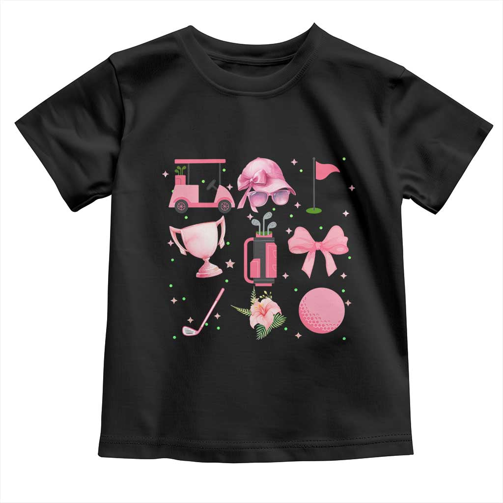 Womens Golf Lover Toddler T Shirt Cute Pink Bow Golf Sports Gift - Wonder Print Shop
