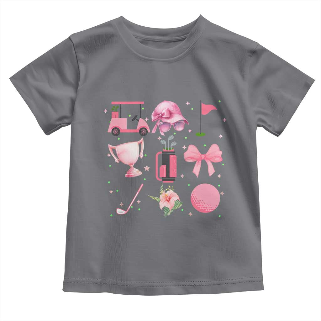 Womens Golf Lover Toddler T Shirt Cute Pink Bow Golf Sports Gift - Wonder Print Shop