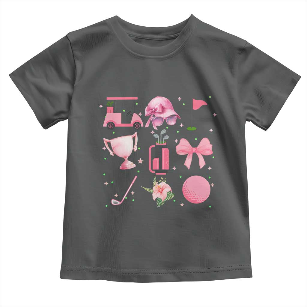 Womens Golf Lover Toddler T Shirt Cute Pink Bow Golf Sports Gift - Wonder Print Shop