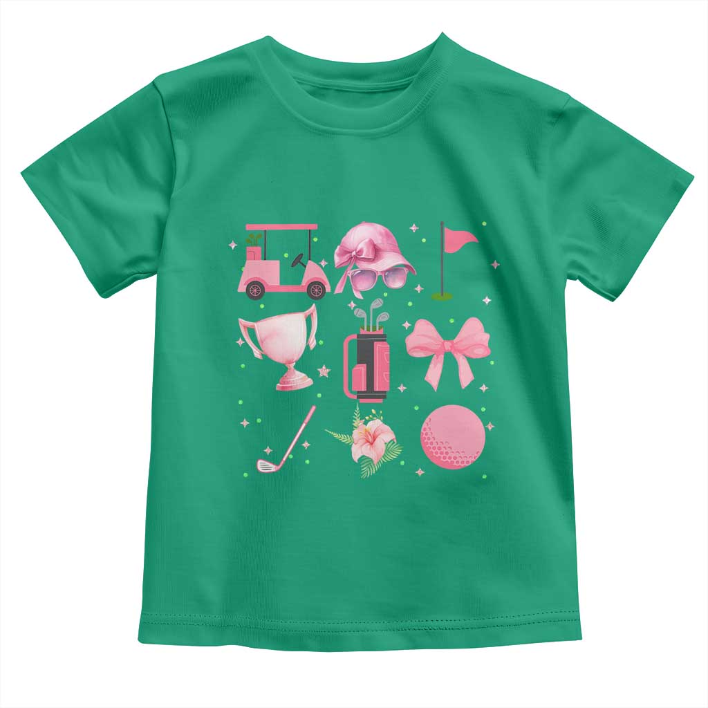 Womens Golf Lover Toddler T Shirt Cute Pink Bow Golf Sports Gift - Wonder Print Shop