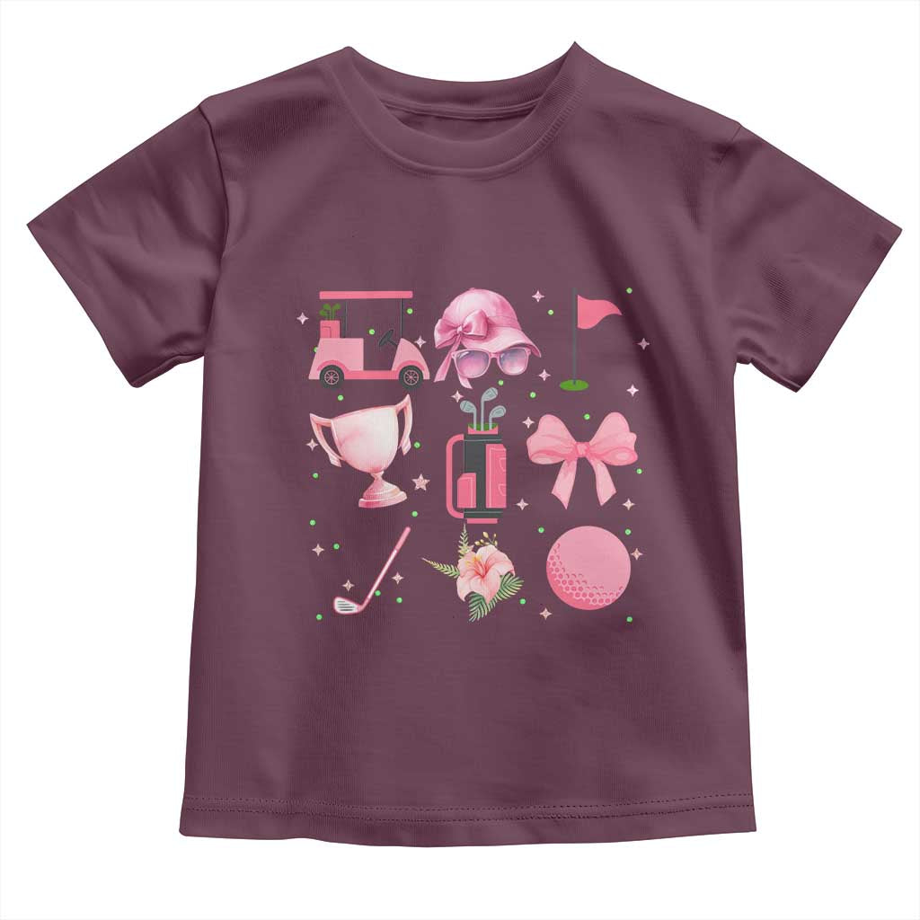 Womens Golf Lover Toddler T Shirt Cute Pink Bow Golf Sports Gift - Wonder Print Shop