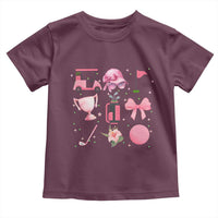 Womens Golf Lover Toddler T Shirt Cute Pink Bow Golf Sports Gift - Wonder Print Shop