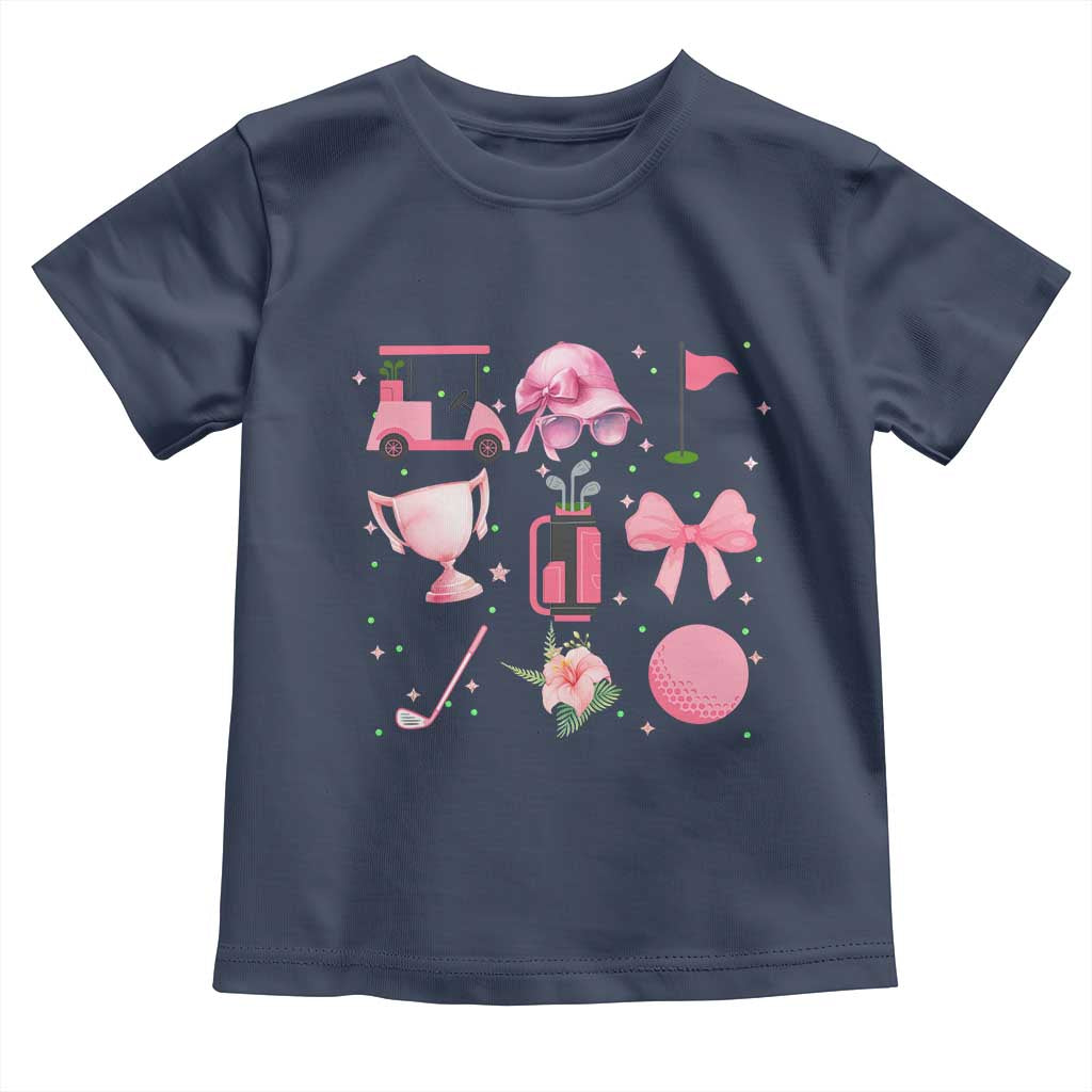 Womens Golf Lover Toddler T Shirt Cute Pink Bow Golf Sports Gift - Wonder Print Shop