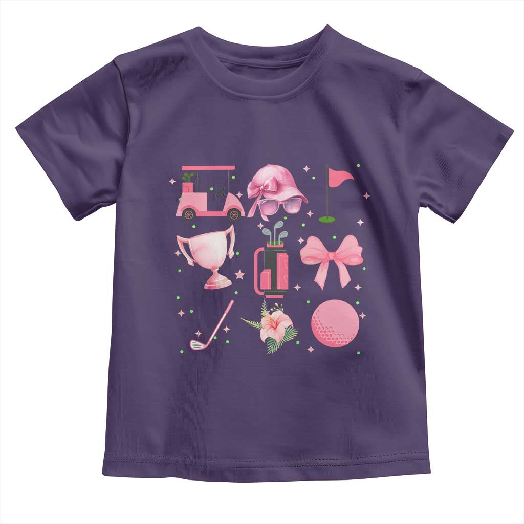 Womens Golf Lover Toddler T Shirt Cute Pink Bow Golf Sports Gift - Wonder Print Shop