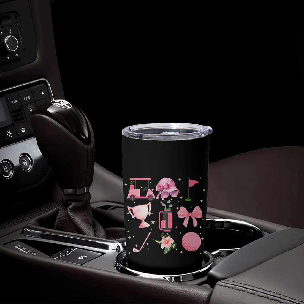 Womens Golf Lover Tumbler Cup Cute Pink Bow Golf Sports Gift - Wonder Print Shop