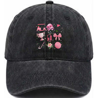 Womens Golf Lover Washed Cotton Baseball Cap Cute Pink Bow Golf Sports Gift