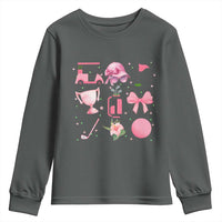 Womens Golf Lover Youth Sweatshirt Cute Pink Bow Golf Sports Gift - Wonder Print Shop